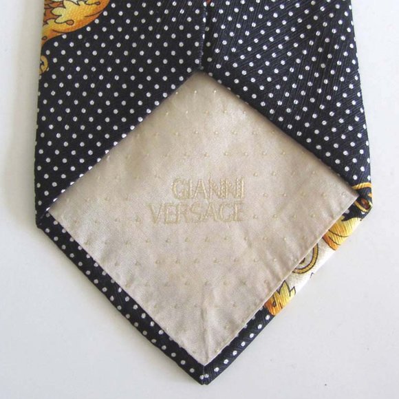 VERSACE Baroque Polka Dot neck tie Spain 100% silk - Picture 5 of 6